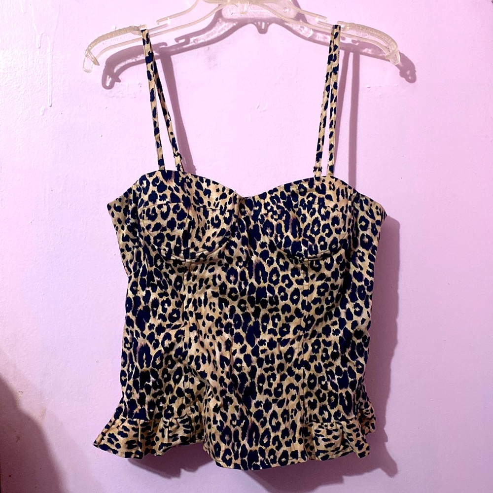 Leopard print bustier style tank top size large Forever 21